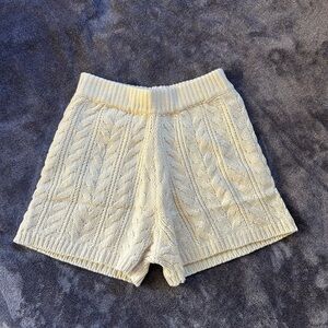 Cream Cable Knit Women Shorts